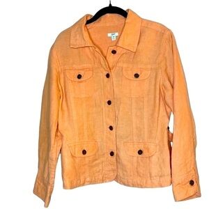 J.jill Linen Jacket Size Petite M - Peach Orange